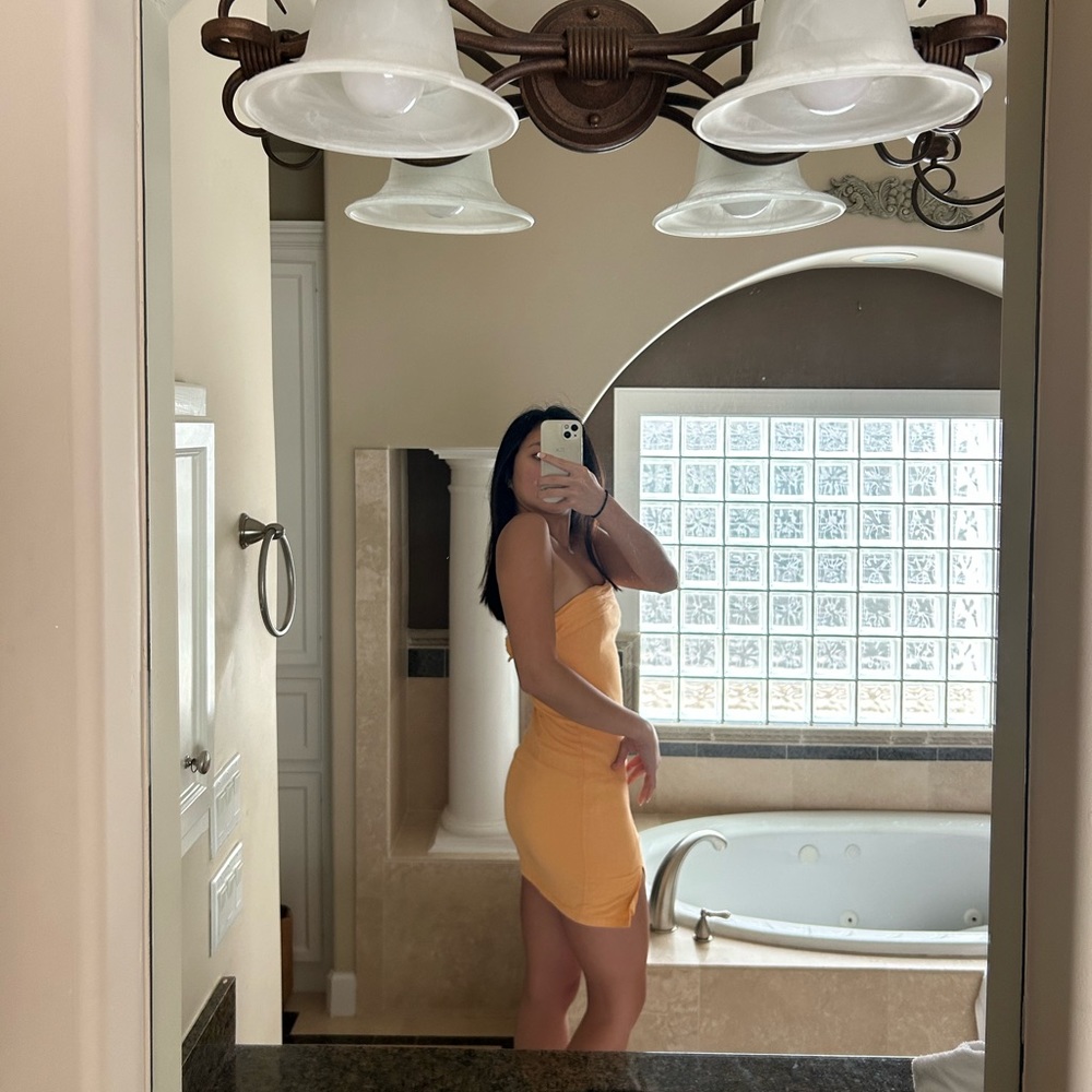 Hello Molly Tangerine Bodycon Mini Dress Size S/US4 - Picture 2 of 3